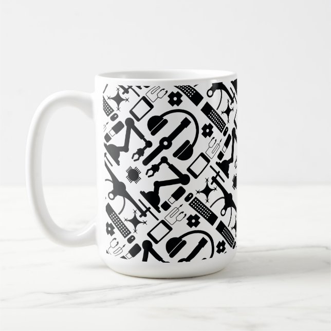 Modernes Design für Schwarz-Weiß-Technologie Kaffeetasse (Links)