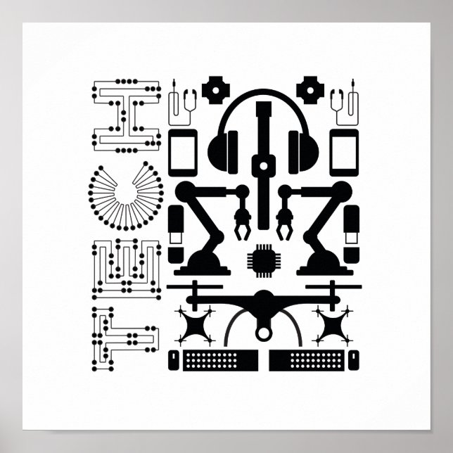 Modernes Design für Schwarz-Weiß-Technologie Poster (Vorne)