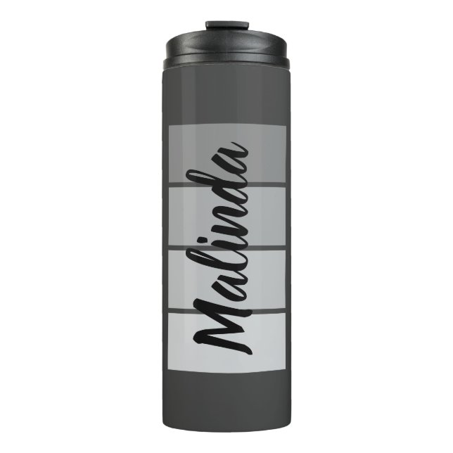 Modernes Design für Skriptnamen - Schwarz Minimali Thermosbecher (Vorderseite)