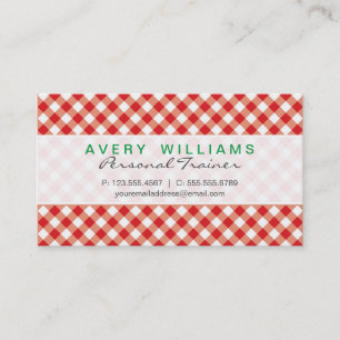 Modernes Design, Green, Red & White Country Gingha Visitenkarte