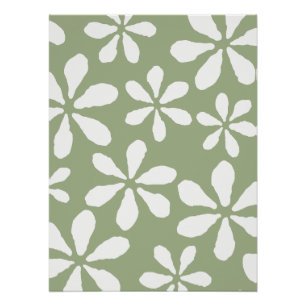 Modernes Design Grüne Blumenmuster Einfach Botanis Poster