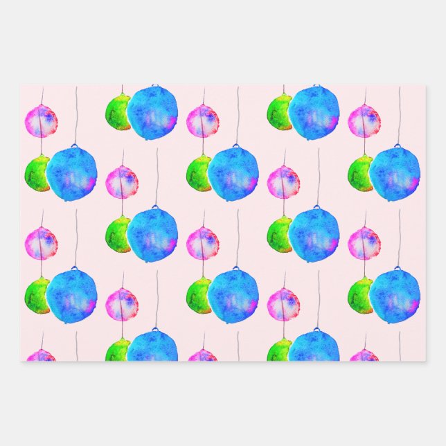 Modernes Design in zeitgenössischem Weihnachtsblau Geschenkpapier Set (Vorderseite)
