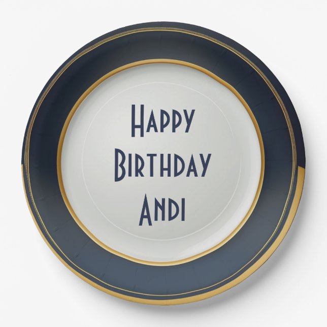 Modernes Design japanischer Keramiken in Blau und  Pappteller (Vorderseite)