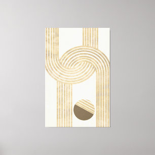 Modernes Design mit beigen und gelben Streifen Leinwanddruck