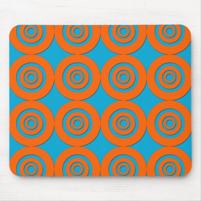 Modernes Design Orange Blue Circles Mousepad (Vorne)
