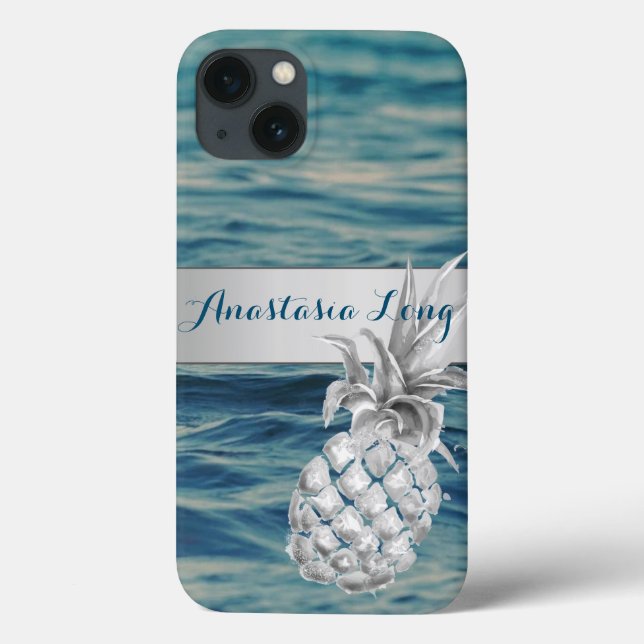 Modernes Design, Strand, See, Ananas Case-Mate iPhone Hülle (Rückseite)