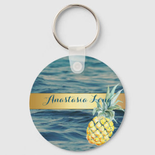 Modernes Design, Strand, See, Ananas Schlüsselanhänger