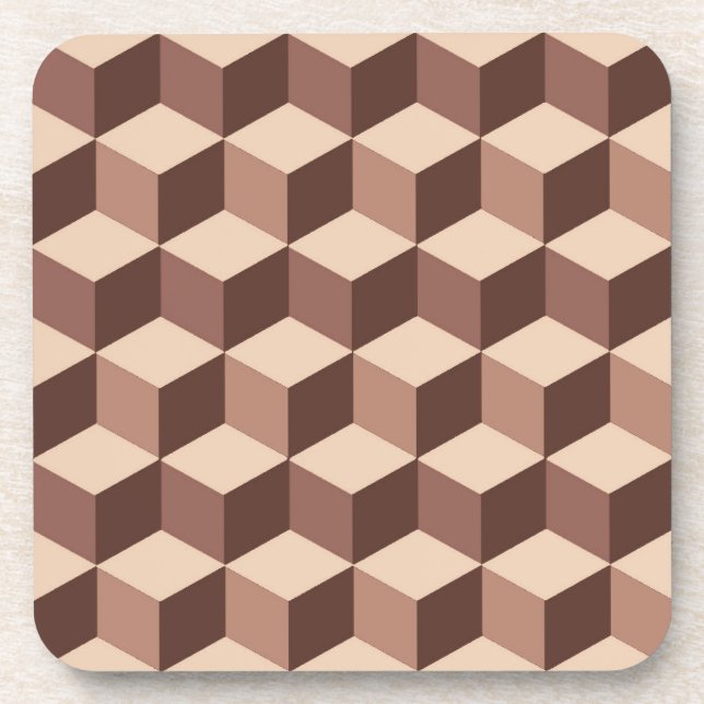 Modernes Diamant-Gitter, Taupe, Brown und Beige Untersetzer (Vorderseite)