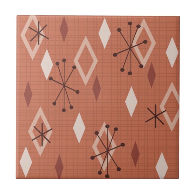 Modernes Diamanten Orange aus dem Mittelalter Fliese (Vorderseite)