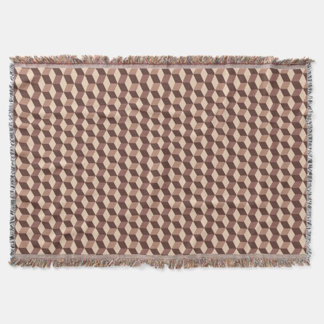 Modernes Diamond Grid, Taupe, Brown und Beige Decke (Vorderseite)
