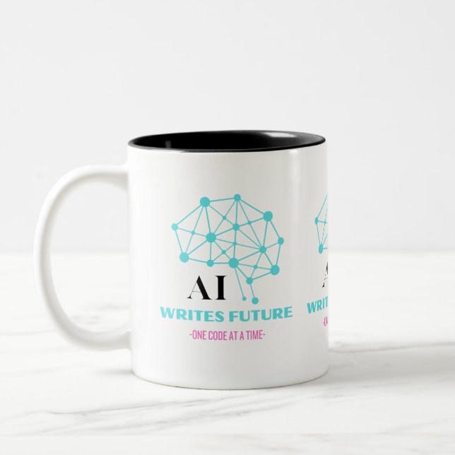 Modernes digitales Gehirndesign - Zukunft der Tech Zweifarbige Tasse (Links)