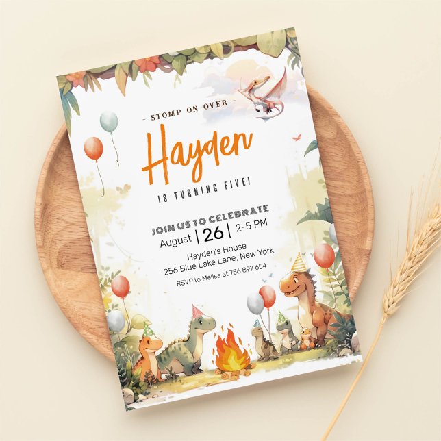 Modernes Dinosaur Birthday Jurassic Dinosaur Party Einladung (Von Creator hochgeladen)