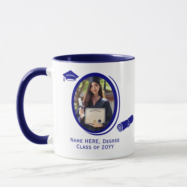 Modernes Diplom für 2-Foto & Abschlüsse & Cap auf  Tasse (Links)