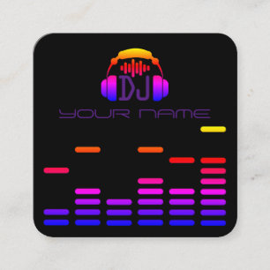 Modernes DJ reden schwarze Discoart an Quadratische Visitenkarte