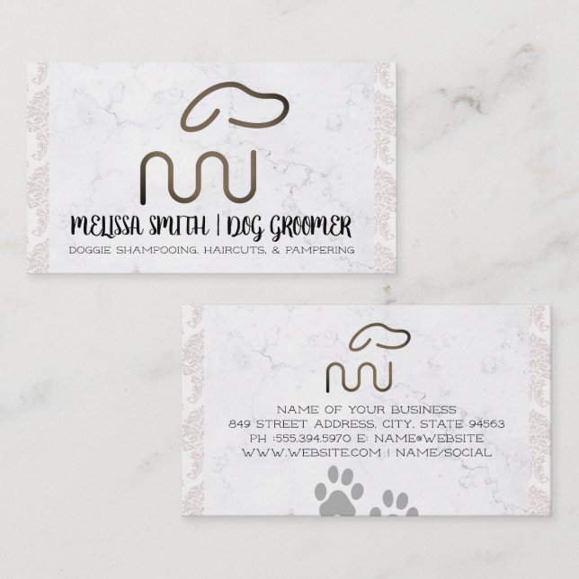 Modernes Dog-Logo | Tierpflege Visitenkarte (Vorne/Hinten)
