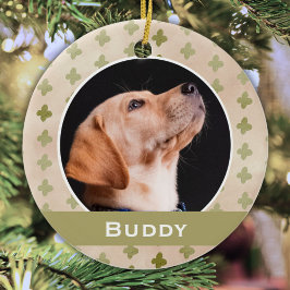 Modernes Dog Pet Foto Blumenmuster Weihnachten Keramik Ornament