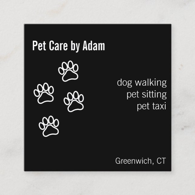 Modernes Dog Walker Pet Sitter pawsome dunkelgrün Quadratische Visitenkarte (Vorderseite)