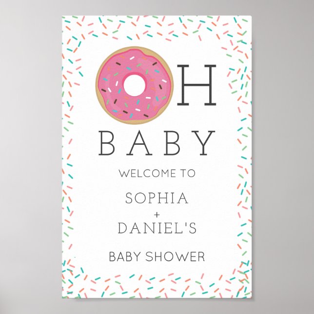 Modernes Donut Baby Dusche Begrüßungszeichen Poster (Vorne)