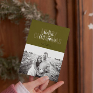 Modernes Doppel frohe Weihnachten Vertikal Evergre