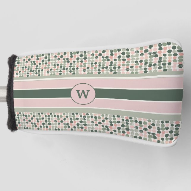 Modernes Dot-Muster Mit Monogramm Golf Headcover (Vorderseite)