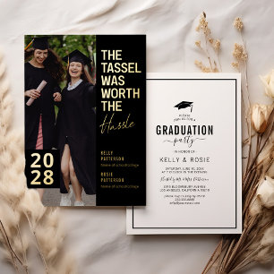 Modernes Double Abschluss Foto Party Gold Folieneinladung