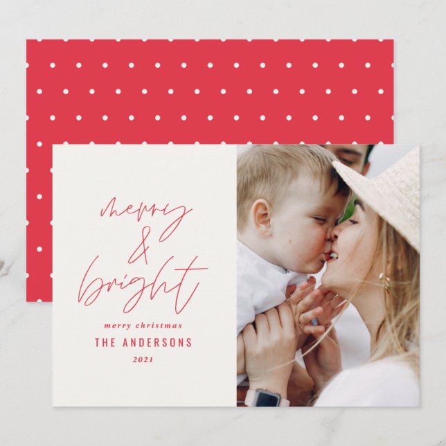 Modernes Drehbuch 1 Foto fröhlich & hell Weihnacht (Vorne/Hinten)