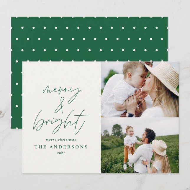 Modernes Drehbuch 1 Foto fröhlich & hell Weihnacht (Vorne/Hinten)