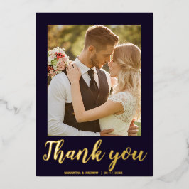 Modernes Drehbuch 2 Foto Hochzeit danke Karte