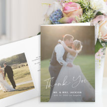 Modernes Drehbuch 2 Fotos Hochzeit danke Karte