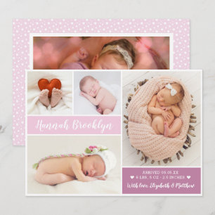 Modernes Drehbuch 4 Foto Collage Birth Ankündigung