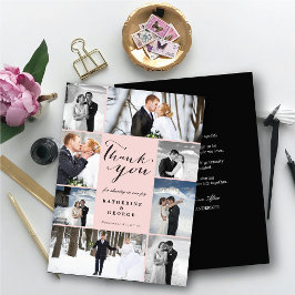 Modernes Drehbuch 8-Foto Pink Wedding Design Dankeskarte
