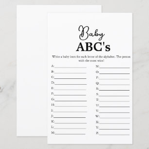 Modernes Drehbuch Baby Abc's Baby Dusche Spiel