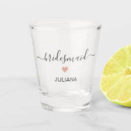 Modernes Drehbuch Bridesmaid Herzname Schnapsglas