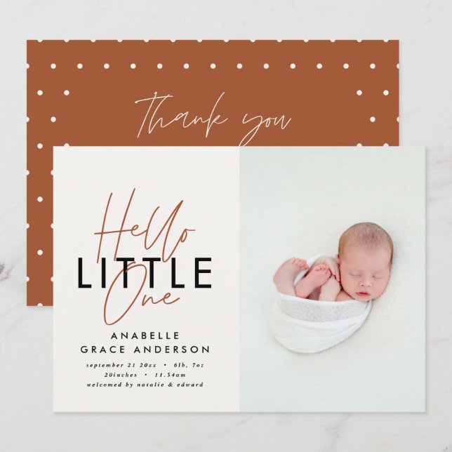 Modernes Drehbuch-Foto hallo Klein (Vorne/Hinten)