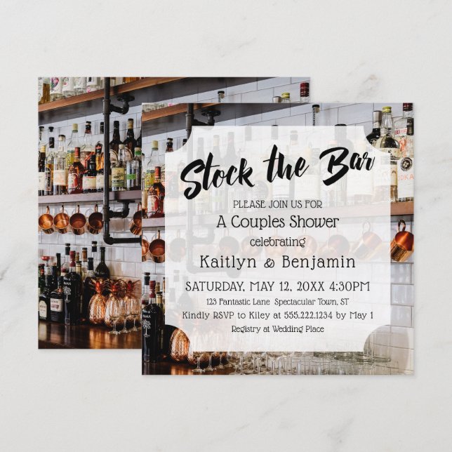 Modernes Drehbuch, Foto Stock die Dusche Bar Coupl Einladung (Vorne/Hinten)