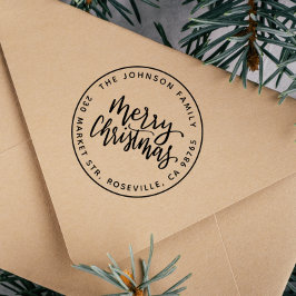 Modernes Drehbuch Frohe Weihnachts-Runde Rücksende Permastempel