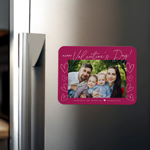 Modernes Drehbuch Fuchsia Valentine's Day Foto Mag Magnet