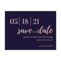 Modernes Drehbuch für Marine und Rosa Save the Dat