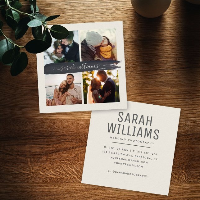 Modernes Drehbuch Instagram Wedding Fotograf Quadratische Visitenkarte (Von Creator hochgeladen)