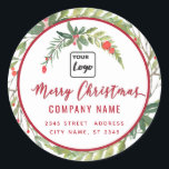 Modernes Drehbuch Merry Christmas Rot-heilige Logo Runder Aufkleber<br><div class="desc">modernes Drehbuch Merry Weihnachten heiligen Custom-Logo. Modernes berufliches Design mit zeitgenössischer Touch. Eine Touch von Eleganz und Stil.Passen Sie Ihre Monogramm-Initial-,  Name- und Adressdetails an.</div>