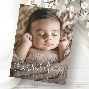 Modernes Drehbuch neues Baby Danke Foto Ankündigung