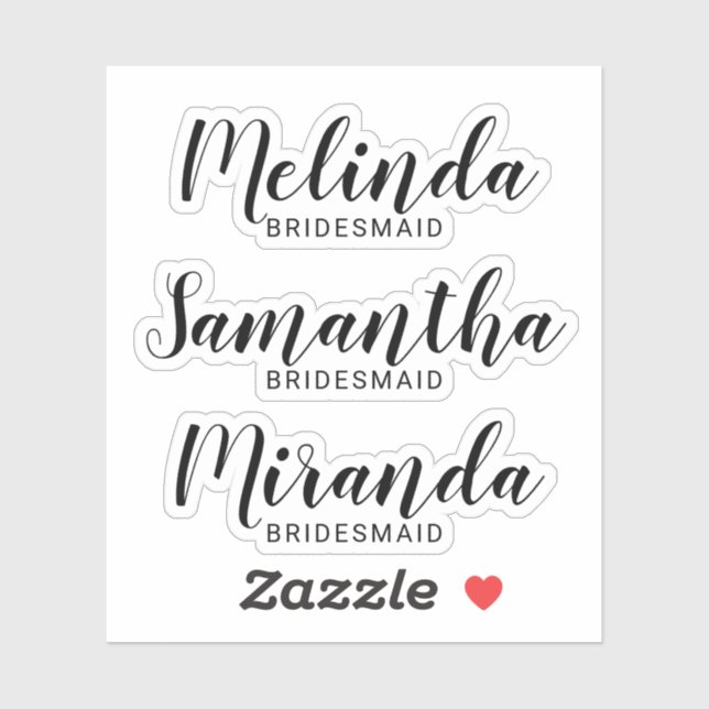Modernes Drehbuch Personalisiert Bridesmaid-Name Aufkleber (Blatt)
