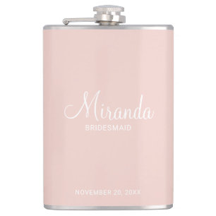 Modernes Drehbuch Personalisiert Bridesmaid-Name Flachmann