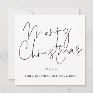 Modernes Drehbuch Schwarz-weiß Frohe Weihnachten Mitteilungskarte