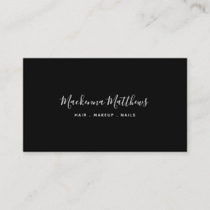 Modernes Drehbuch Schwarzes Haar Stylist Salon Visitenkarte