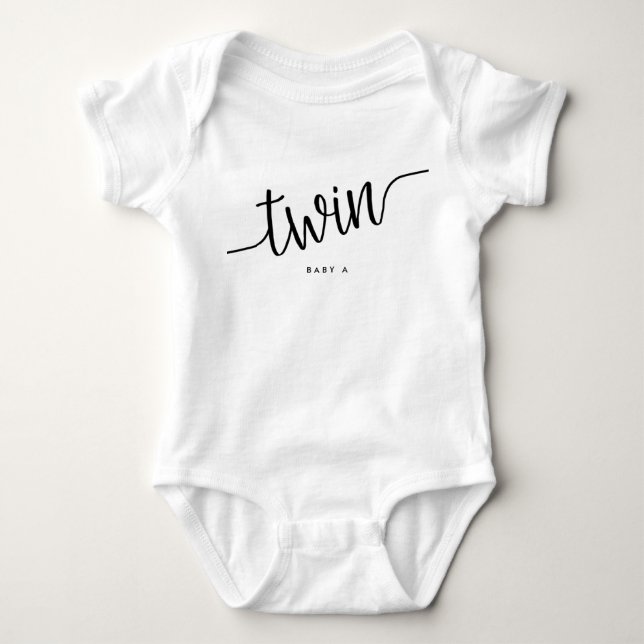 Modernes Drehbuch Twin Romper Baby Strampler (Vorderseite)