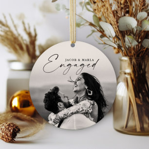 Modernes Drehbuch Verlobt 2 Foto Hochzeit Verlobun Keramik Ornament