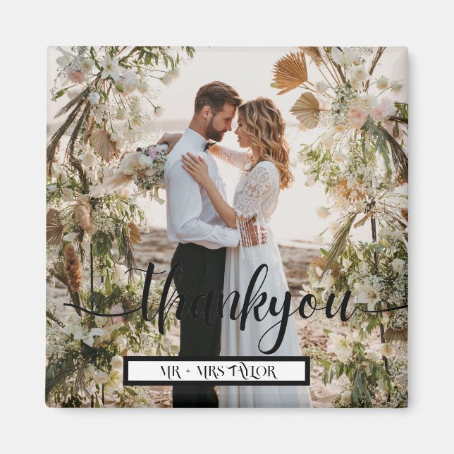 Modernes Drehbuch Vielen Dank für Ihre Hochzeit Fo Magnet (Vorne)