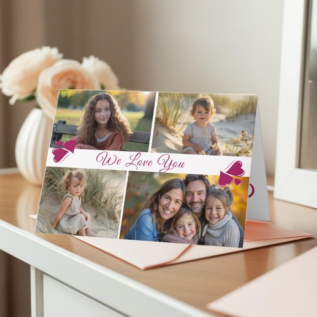 Modernes Drehbuch Vier Fotos Muttertag Karte (Von Creator hochgeladen)