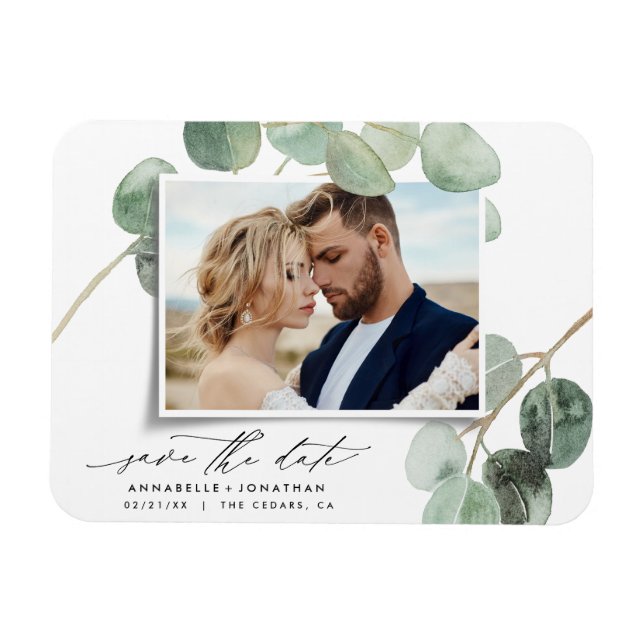 Modernes Drehbuch Vintages Foto eucalyptus inv Magnet (Horizontal)